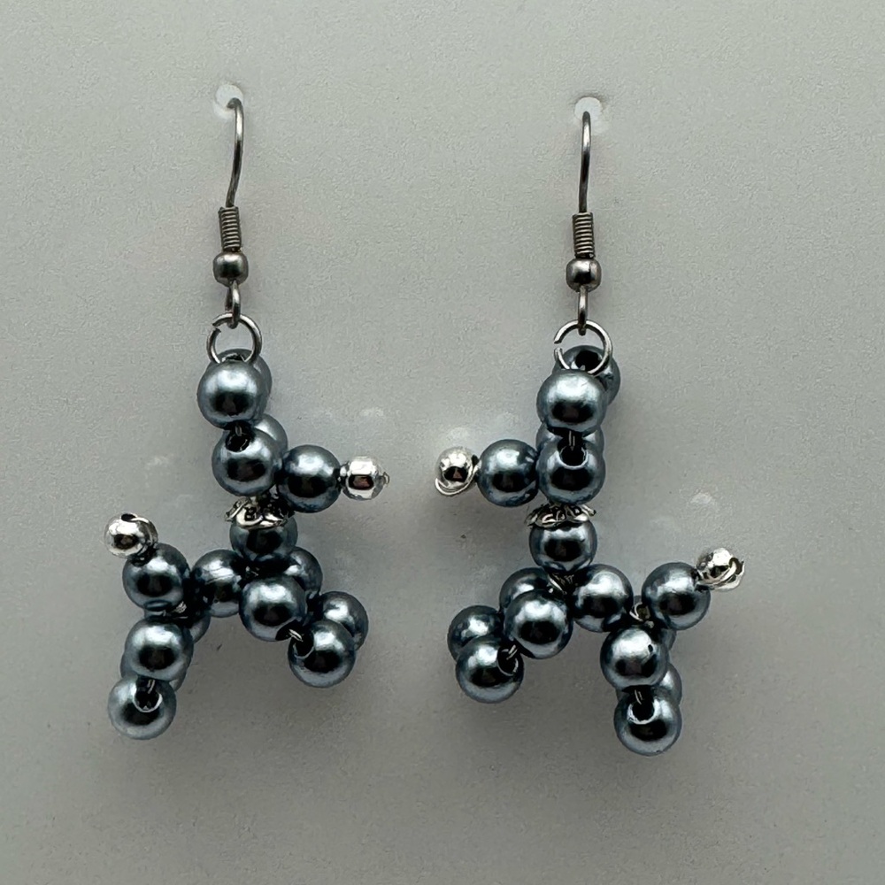 Gray Balloon Dog Bead Earrings